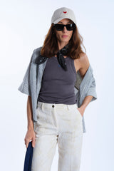 Plum ribbed tank top