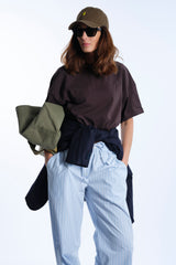 Pantalone in cotone gessato