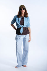 Pantalone in cotone gessato
