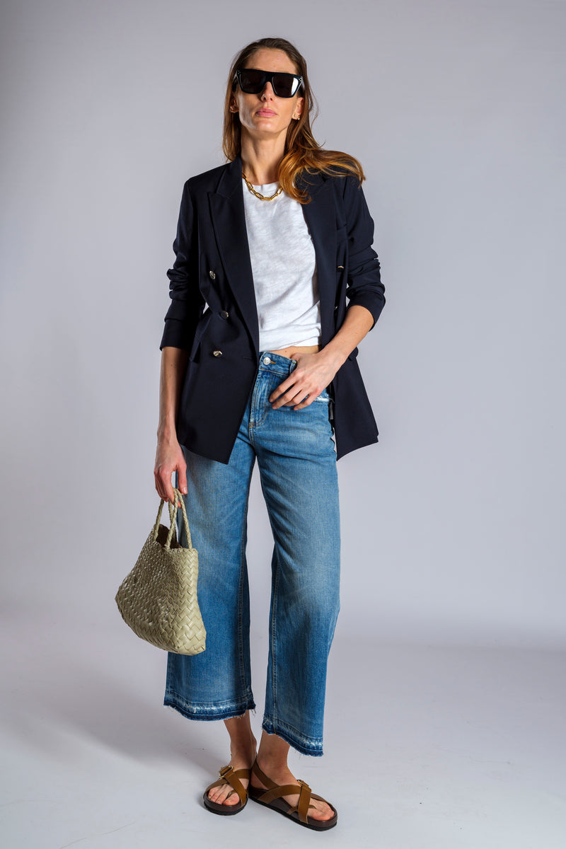 Raw-cut wide leg jeans