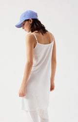 WHITE LINEN MIXED DRESS