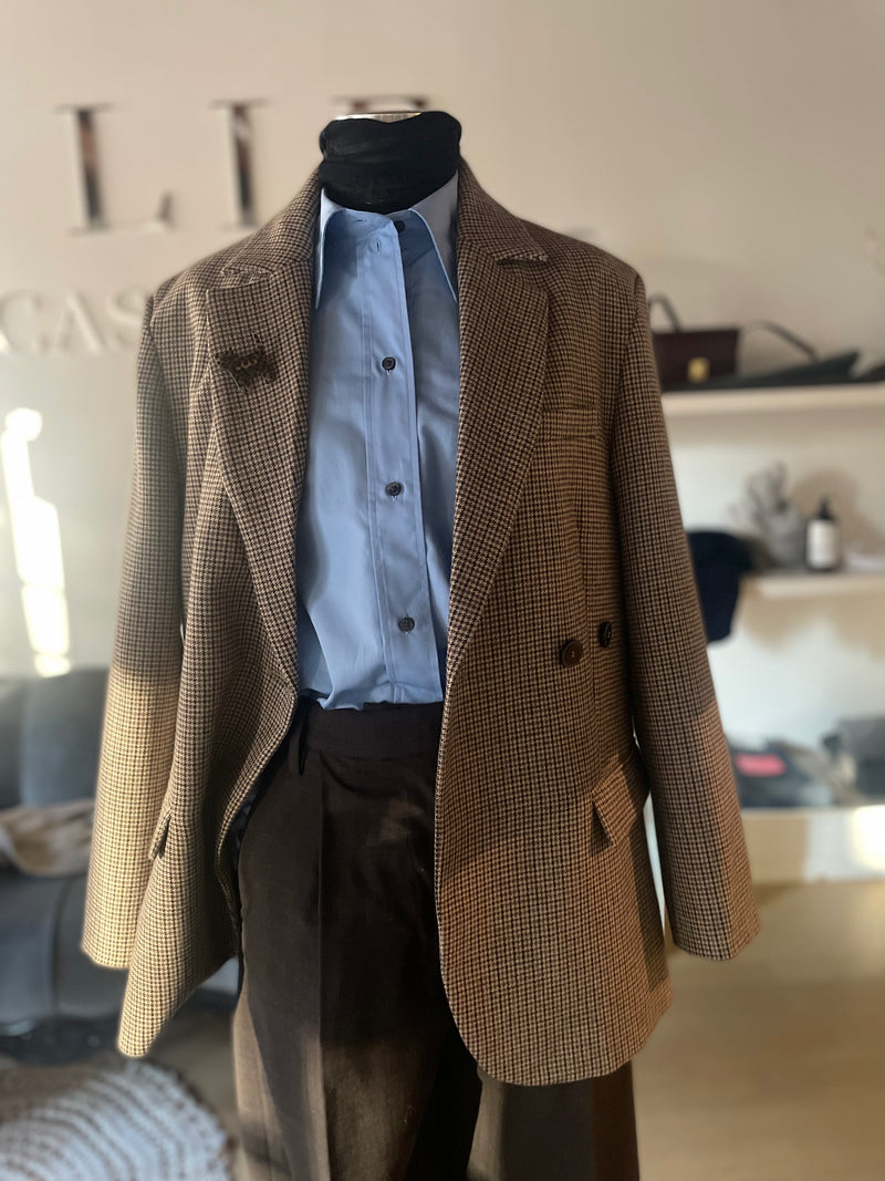Chemise à col haut en gaze en coton