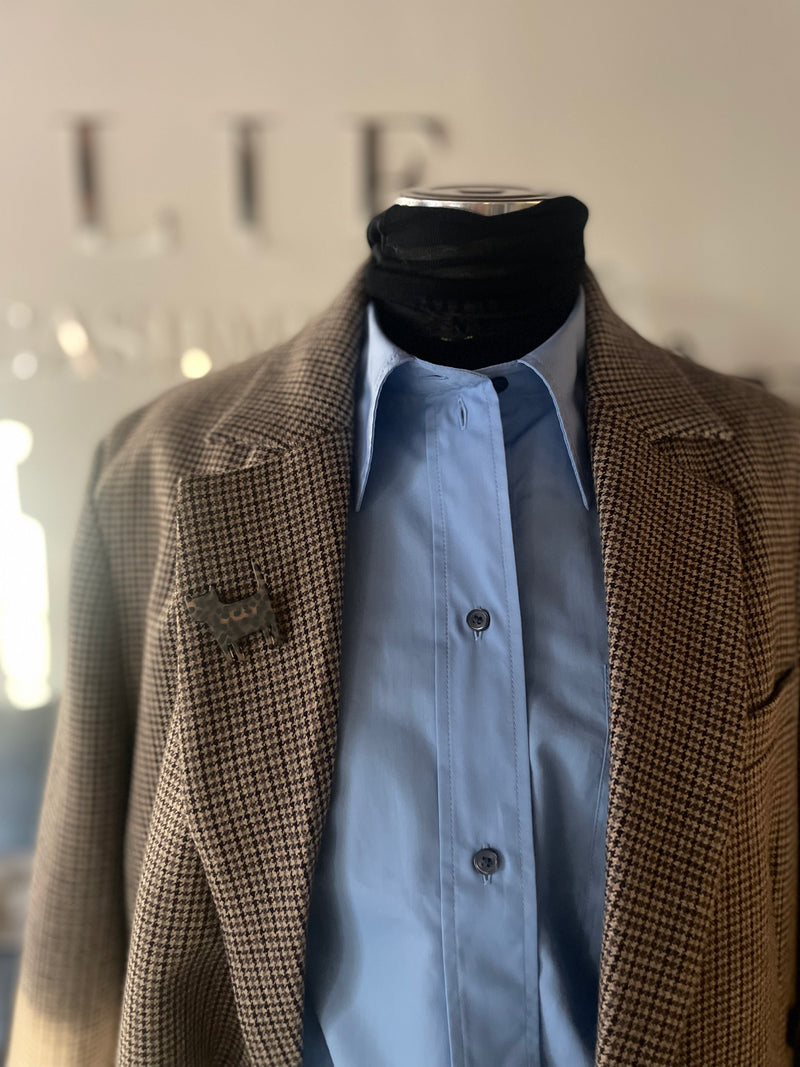 Chemise à col haut en gaze en coton