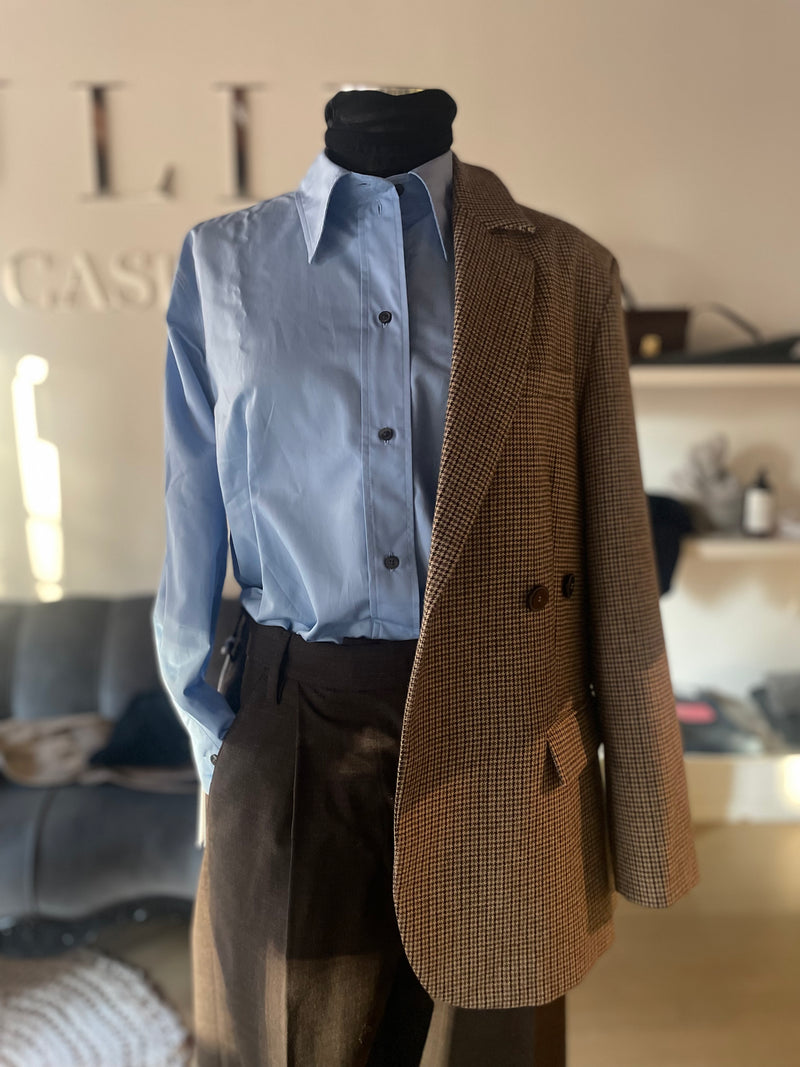 Chemise à col haut en gaze en coton