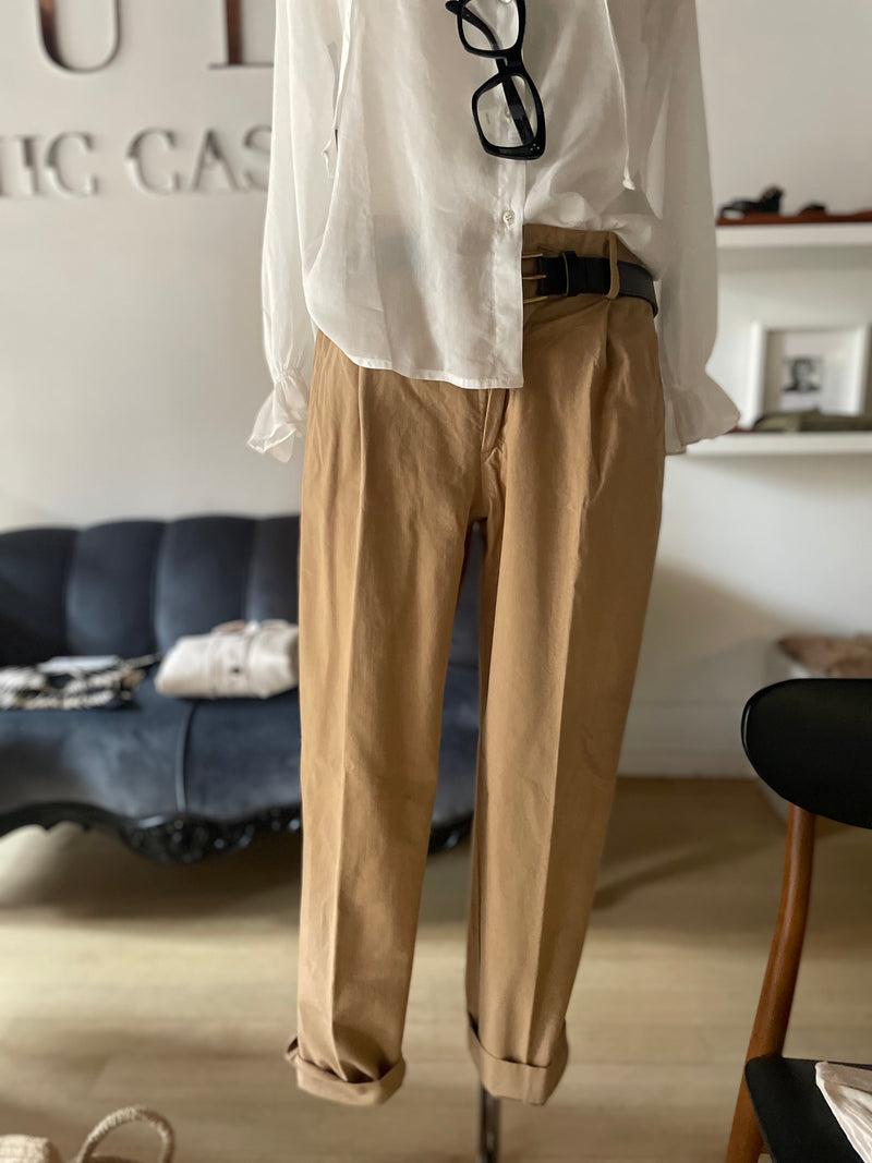 Canvas cotton trousers with pinces