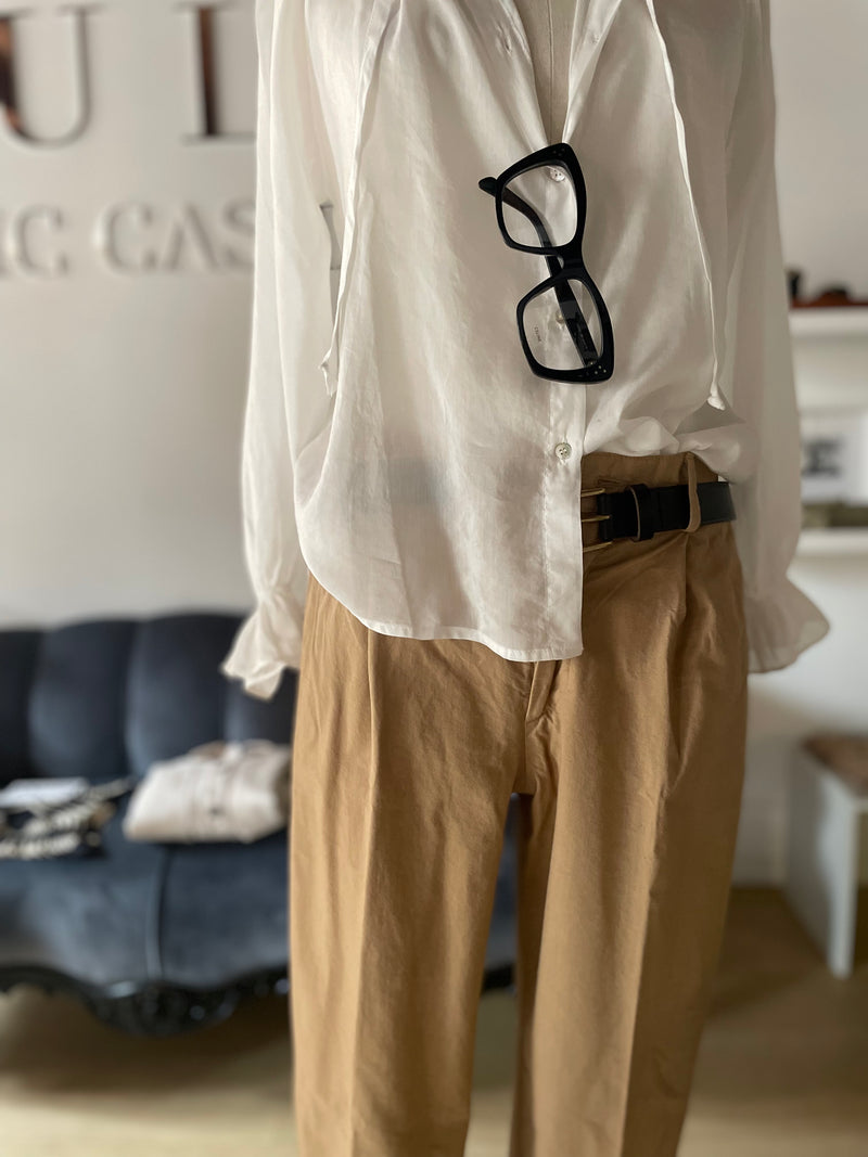 Canvas cotton trousers with pinces