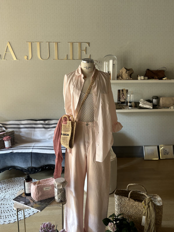 JEANS GAMBA ampia light rose