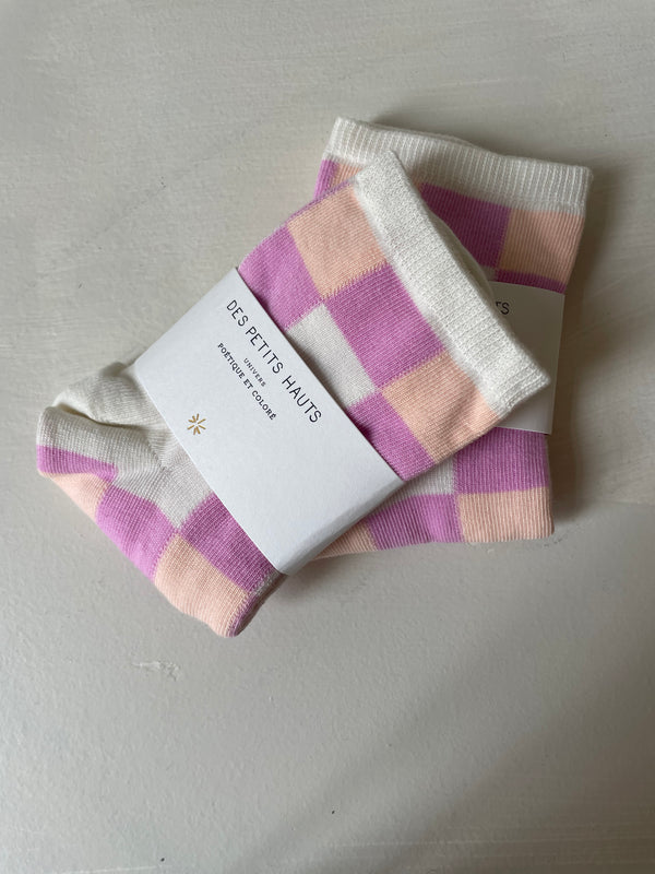 Chaussettes blanches roses