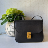 borsa mini nera in pelle goffrata