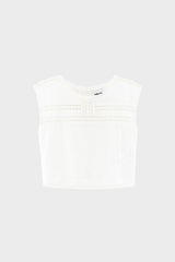 Blusa senza maniche ricamata bianca