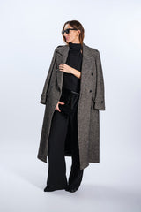 COAT double-breasted HERRINGBONE
