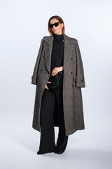 COAT double-breasted HERRINGBONE