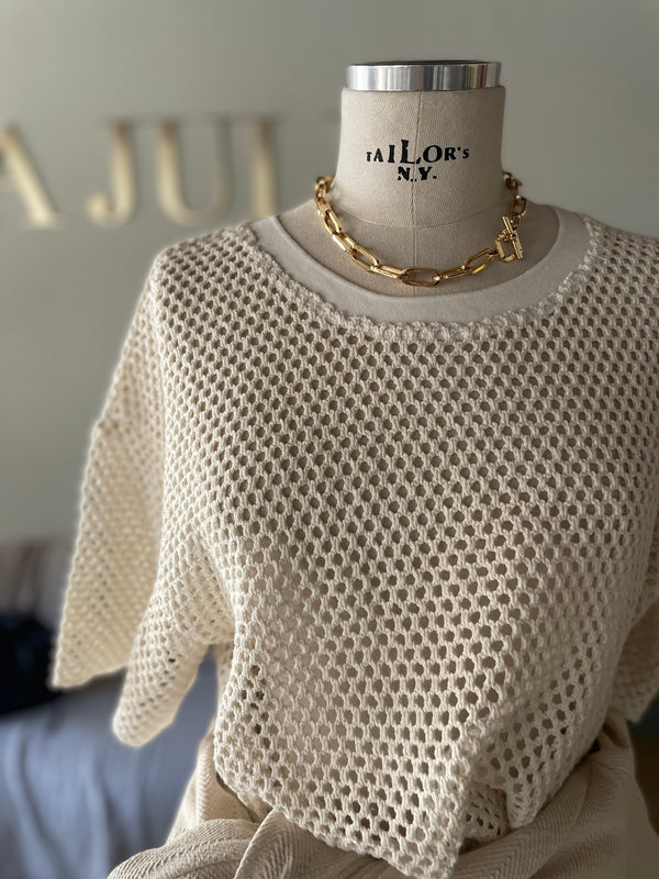 cropped mesh sweater