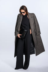 COAT double-breasted HERRINGBONE