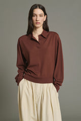 LONG SLEEVED WOOL POLO SHIRT