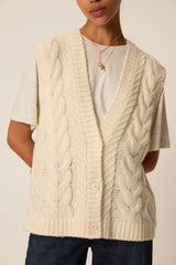 ECRU SLEEVELESS CARDIGAN