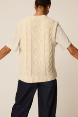 ECRU SLEEVELESS CARDIGAN