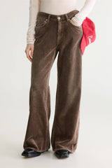 Pantalone gamba ampia in velluto chocolate