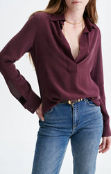 CAMICIA IN SETA PRUGNA