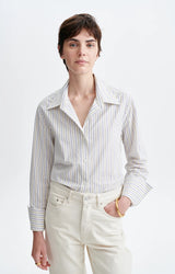 CAMICIA OVERSIZE A RIGHE ECRU
