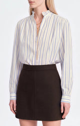 BLUSA CON COLLETTO ARRICCIATO ECRU