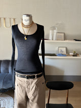 Round-neck cotton shirt
