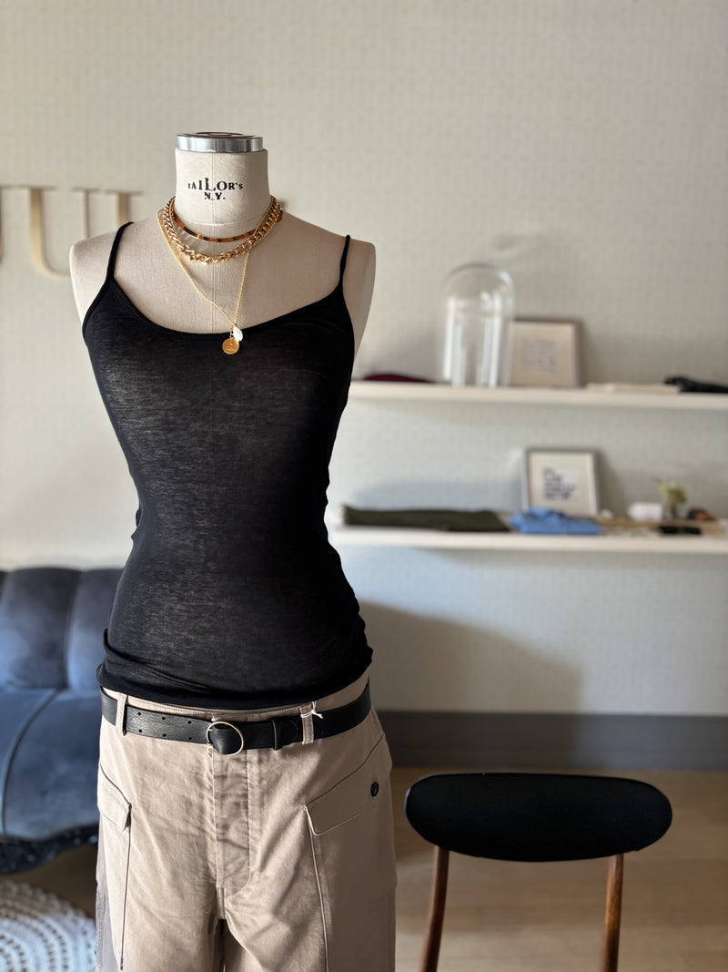 Cotton gauze strappy tank top 