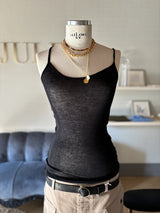 Cotton gauze strappy tank top 