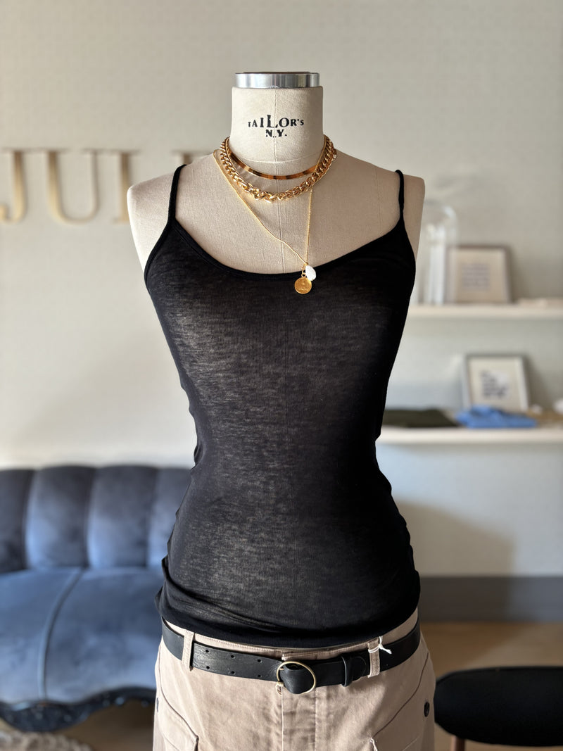 Cotton gauze strappy tank top 