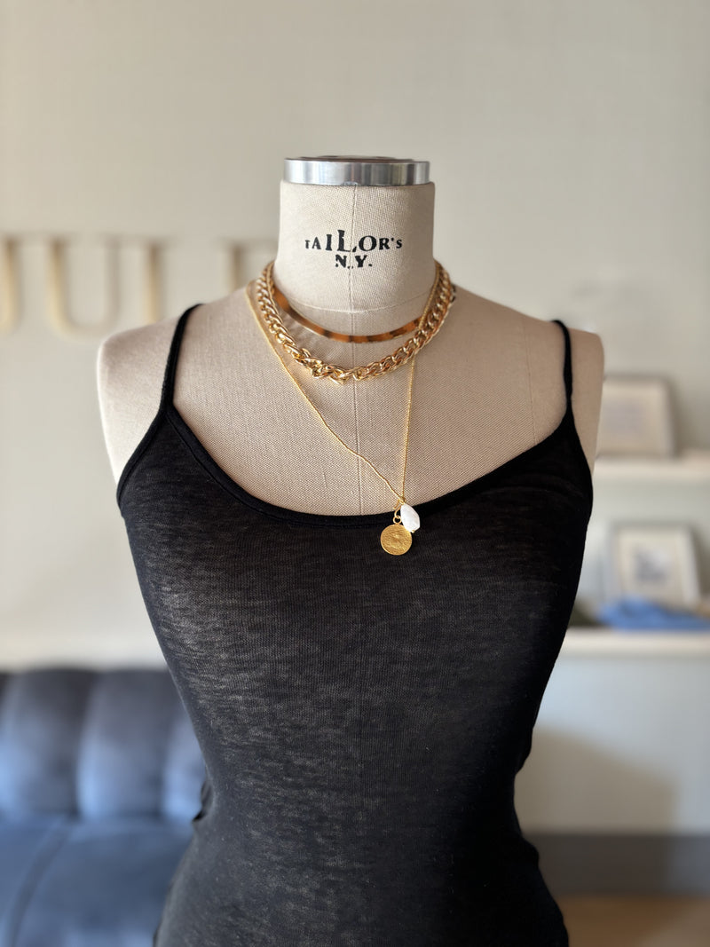 Cotton gauze strappy tank top 