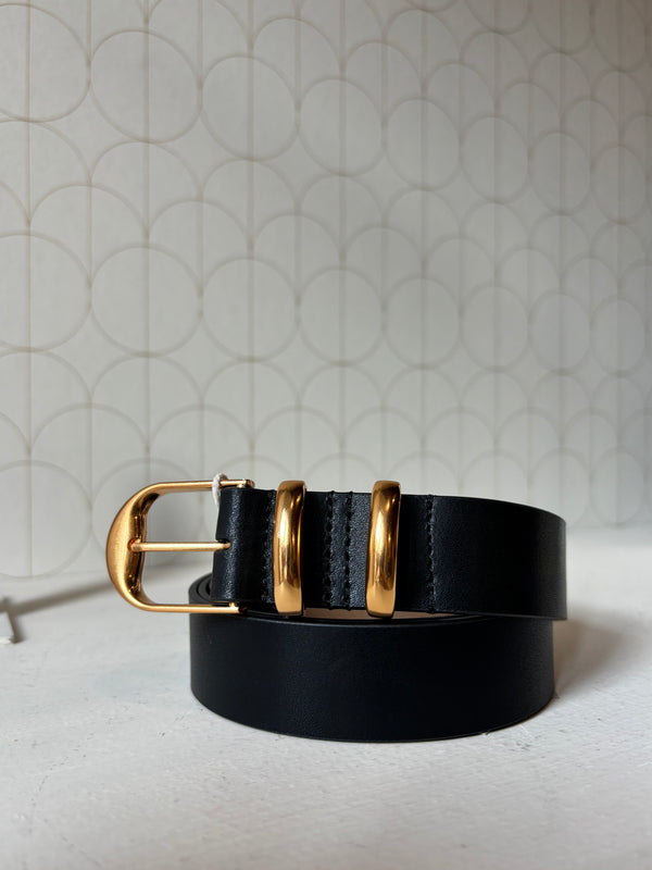 Cintura in pelle nera 30mm