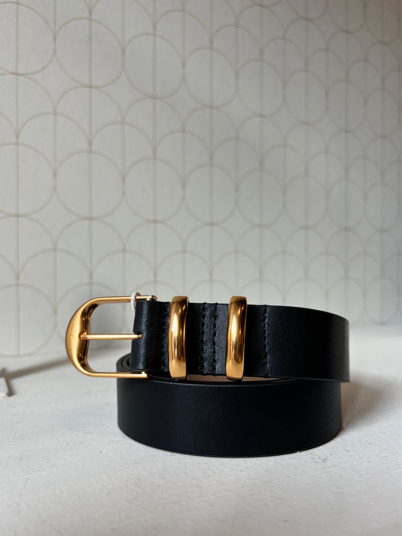 Cintura in pelle nera 30mm