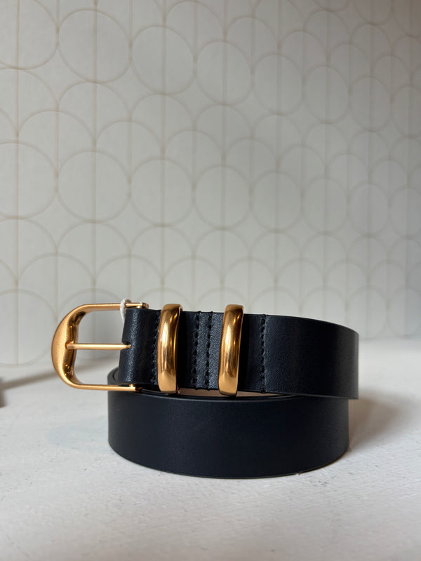 Cintura in pelle nera 30mm