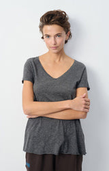 T-shirt scollo V in jersey fiammato