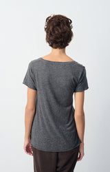 T-shirt scollo V in jersey fiammato