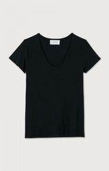 T-shirt scollo V in jersey fiammato