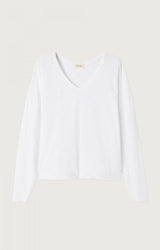 T-shirt scollo V manica lunga