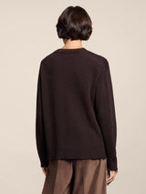 MAGLIA GIROCOLLO CON BORDI A COSTINE RELAXED MOGANO