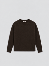 MAGLIA GIROCOLLO CON BORDI A COSTINE RELAXED MOGANO