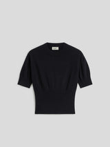 round neck sweater SHORT SLEEVES IN WOOL AND CASHMERE BLEND