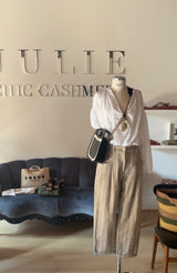 Pantalon en coton rayé