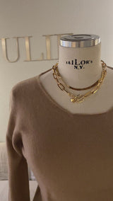 Raw cut crew neck sweater