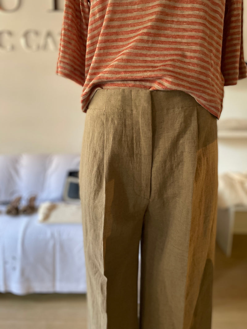 Trousers in delavè of linen and cotton