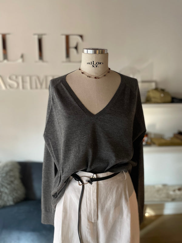 N-neck light cashmere shirt