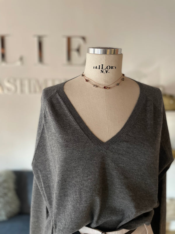 N-neck light cashmere shirt